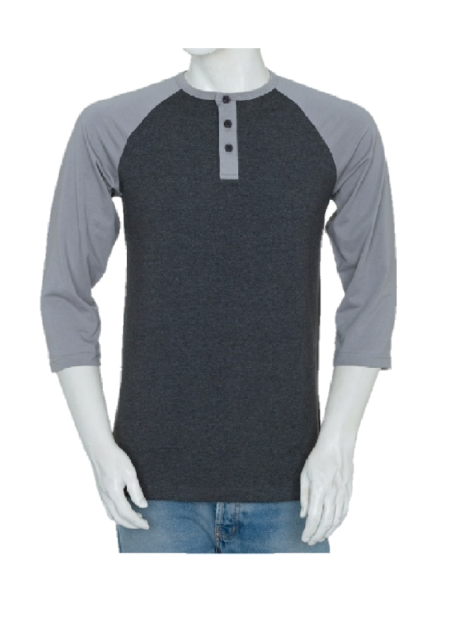 Big and Tall Raglan Henley Shirt Charcoal Gray