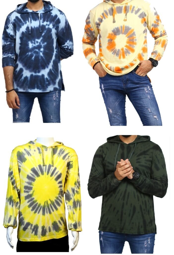 Mens T Shirt Hoodie - Long sleeve - Tie Dye - Styllion Apparel