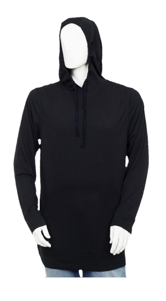 Mens T Shirt Hoodie, Long sleeve - Big and Tall - Light Weight (5 oz)