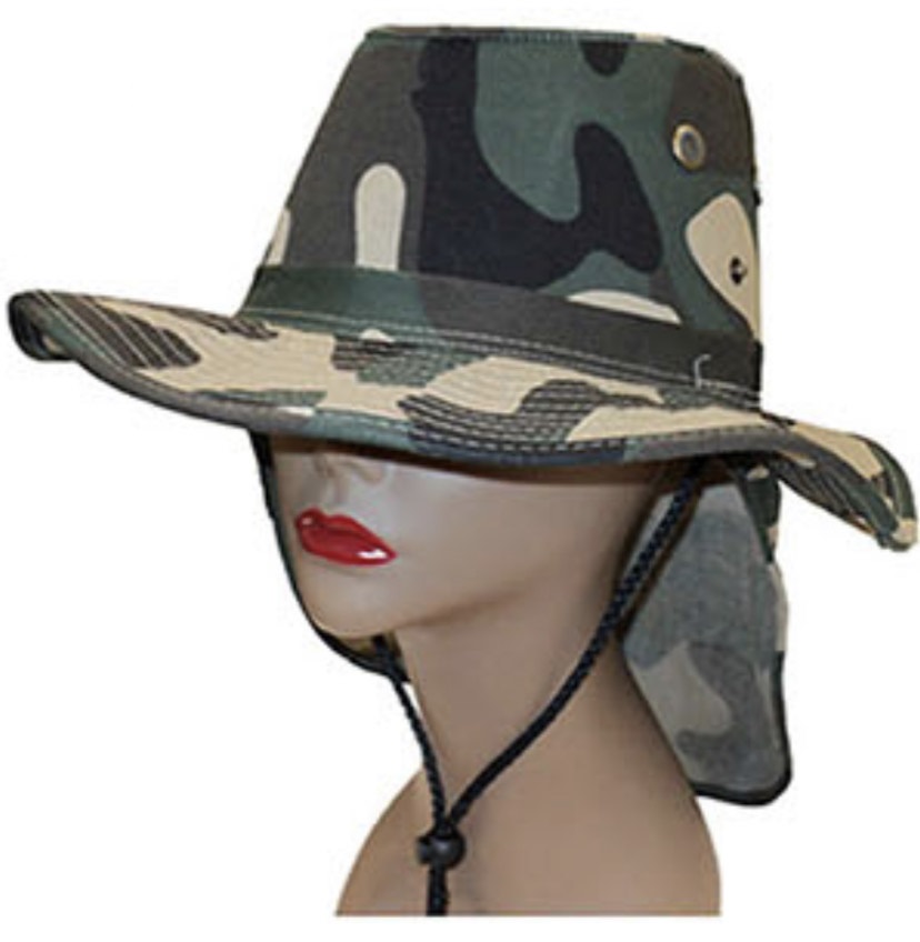 Boonie Bucket Hat with Ear & Neck Flap Fishing Hiking Outdoor Cap